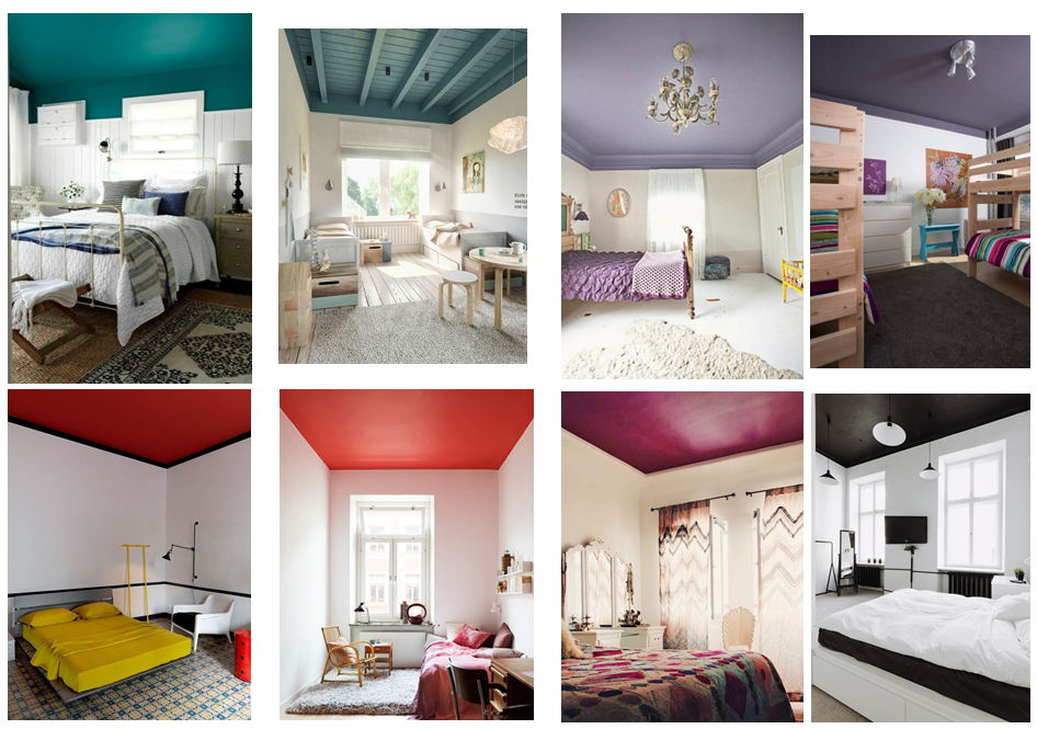 Dormitorios con techos de colores